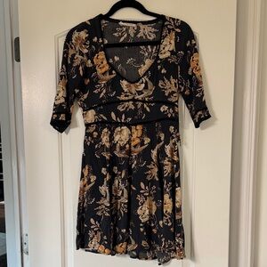 Spell and the Gypsy  Black and Tan Floral Dress